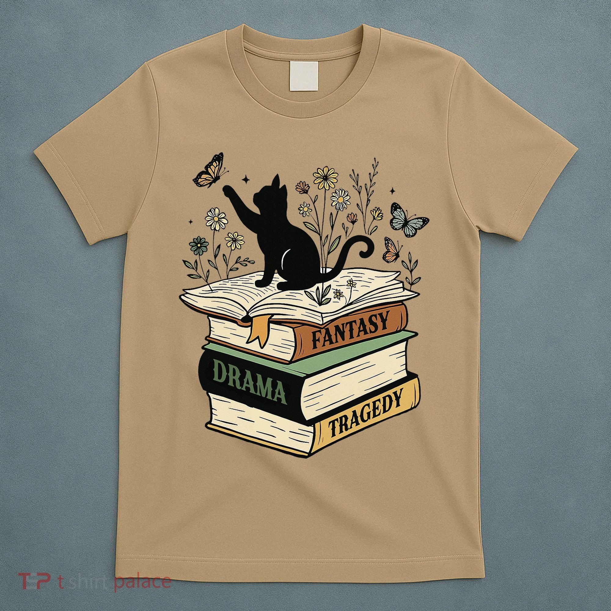 Fantasy Drama Tragedy Cat Book Lover Reading Humor T-Shirt
