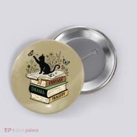 Fantasy Drama Tragedy Cat Book Lover Reading Humor Button thumb 0