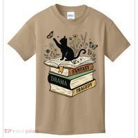 Fantasy Drama Tragedy Cat Book Lover Reading Humor Kids T-Shirt thumb 0