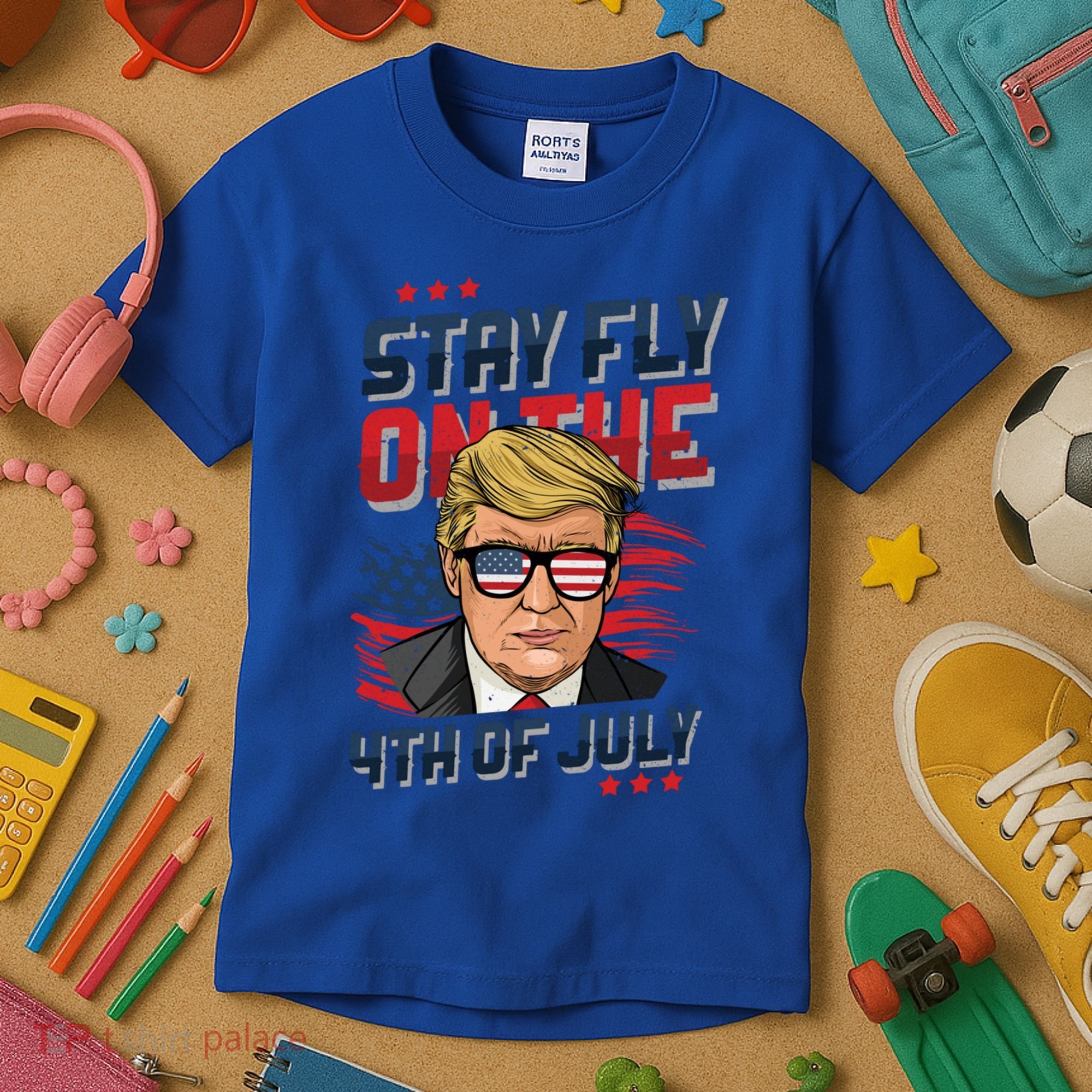 Funny Donald Trump Stay Fly July 4th Merica Patriotic Great Gift Kids T-Shirt