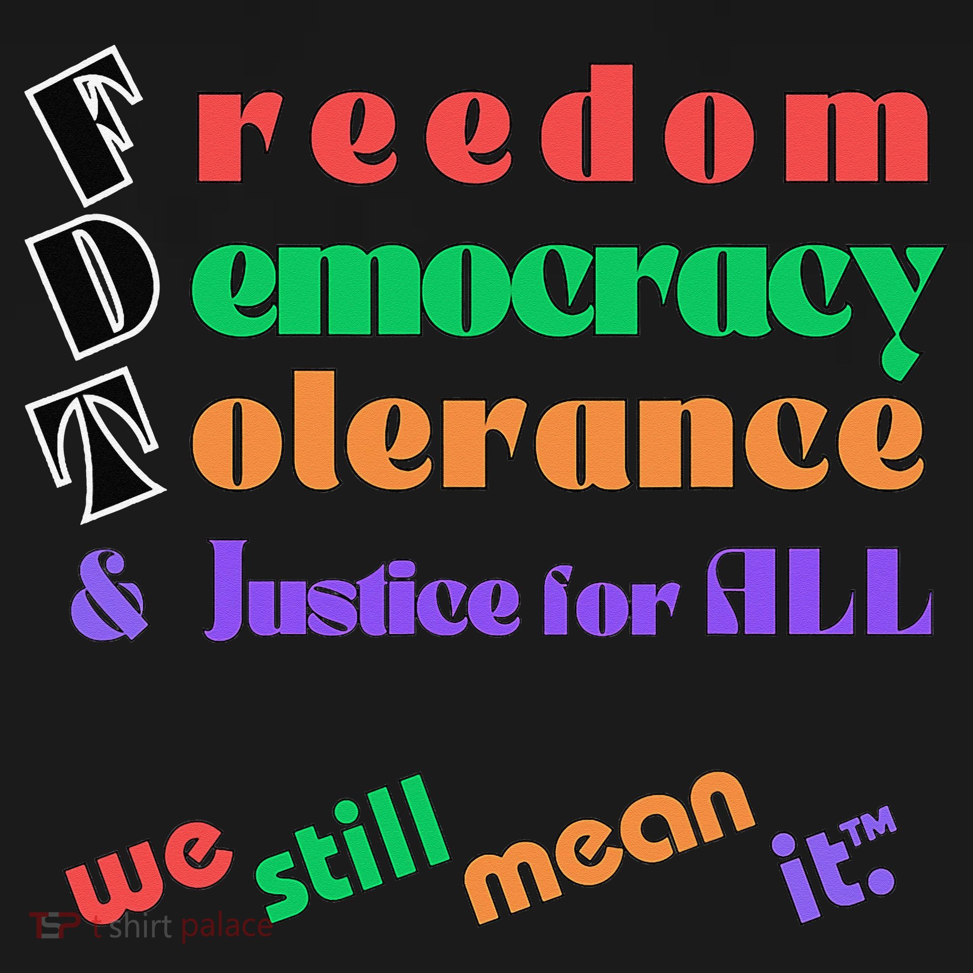 Freedom Democracy Tolerance And Justice Typography Hands Apron
