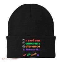 Freedom Democracy Tolerance And Justice Typography Hands Beanie thumb 0