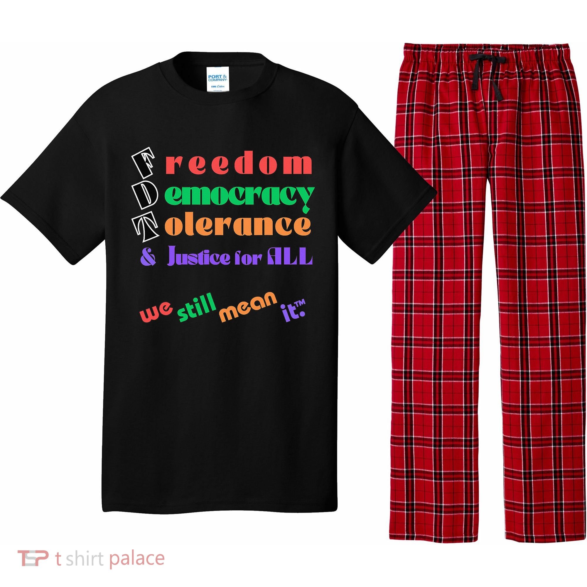 Freedom Democracy Tolerance And Justice Typography Hands Pajama Set