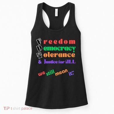 Freedom Democracy Tolerance And Justice Typography Hands Women's Tank Top