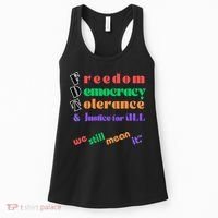 Freedom Democracy Tolerance And Justice Typography Hands Women's Tank Top thumb 0