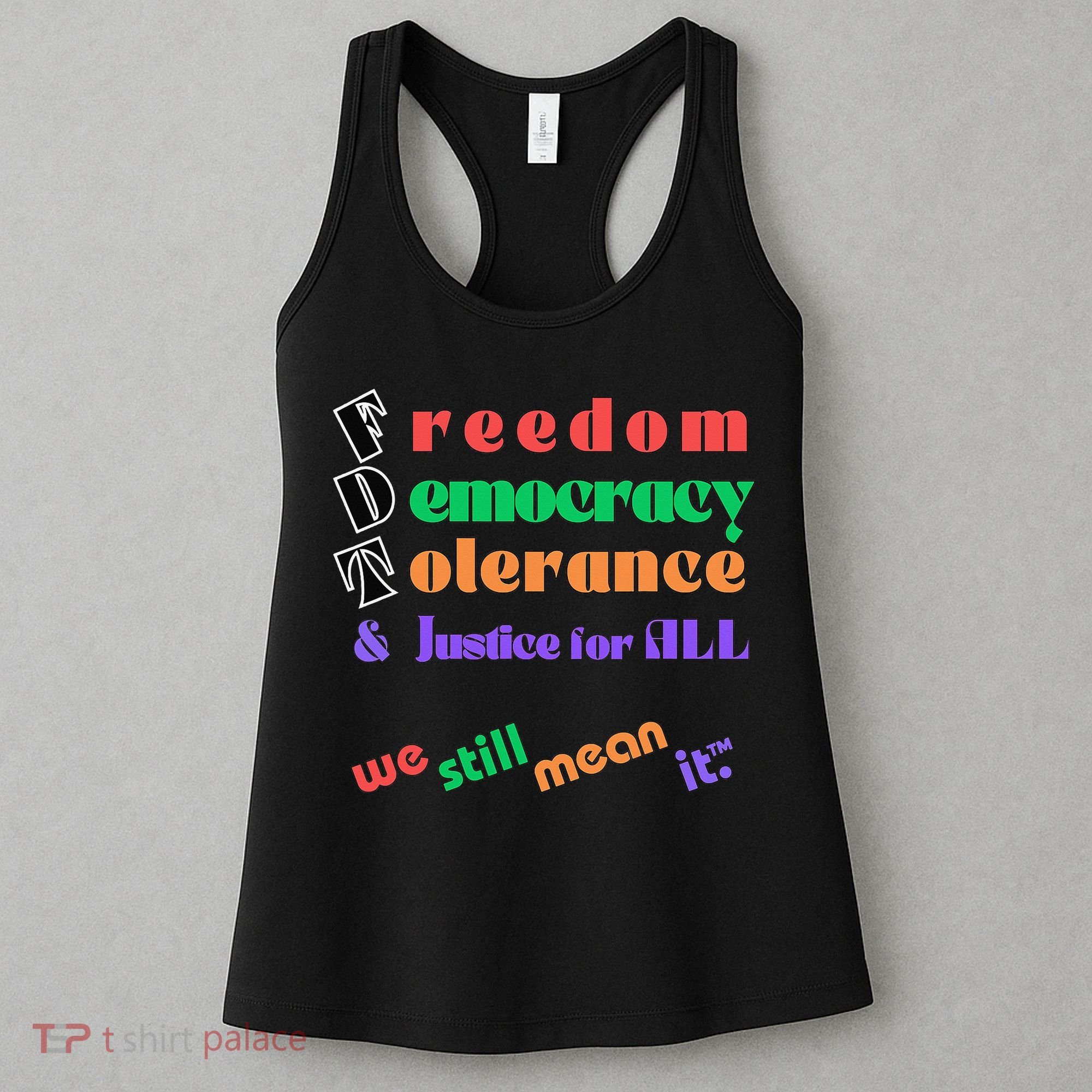 Freedom Democracy Tolerance And Justice Typography Hands Women's Tank Top