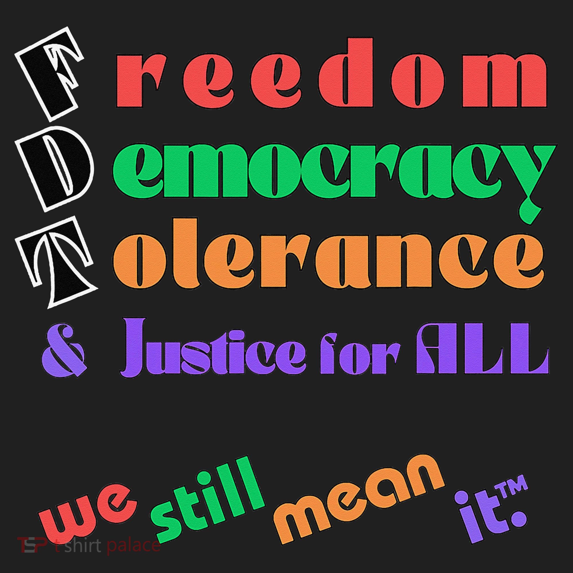Freedom Democracy Tolerance And Justice Typography Hands Hat