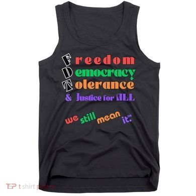 Freedom Democracy Tolerance And Justice Typography Hands Tank Top