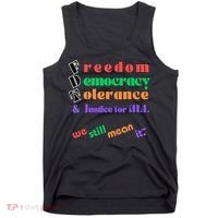 Freedom Democracy Tolerance And Justice Typography Hands Tank Top thumb 0