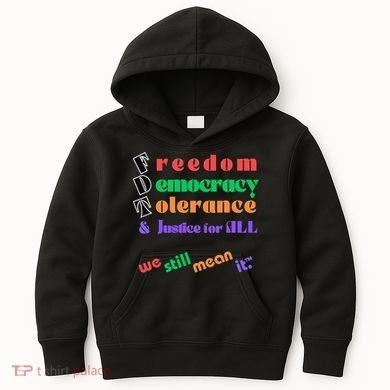Freedom Democracy Tolerance And Justice Typography Hands Kids Hoodie