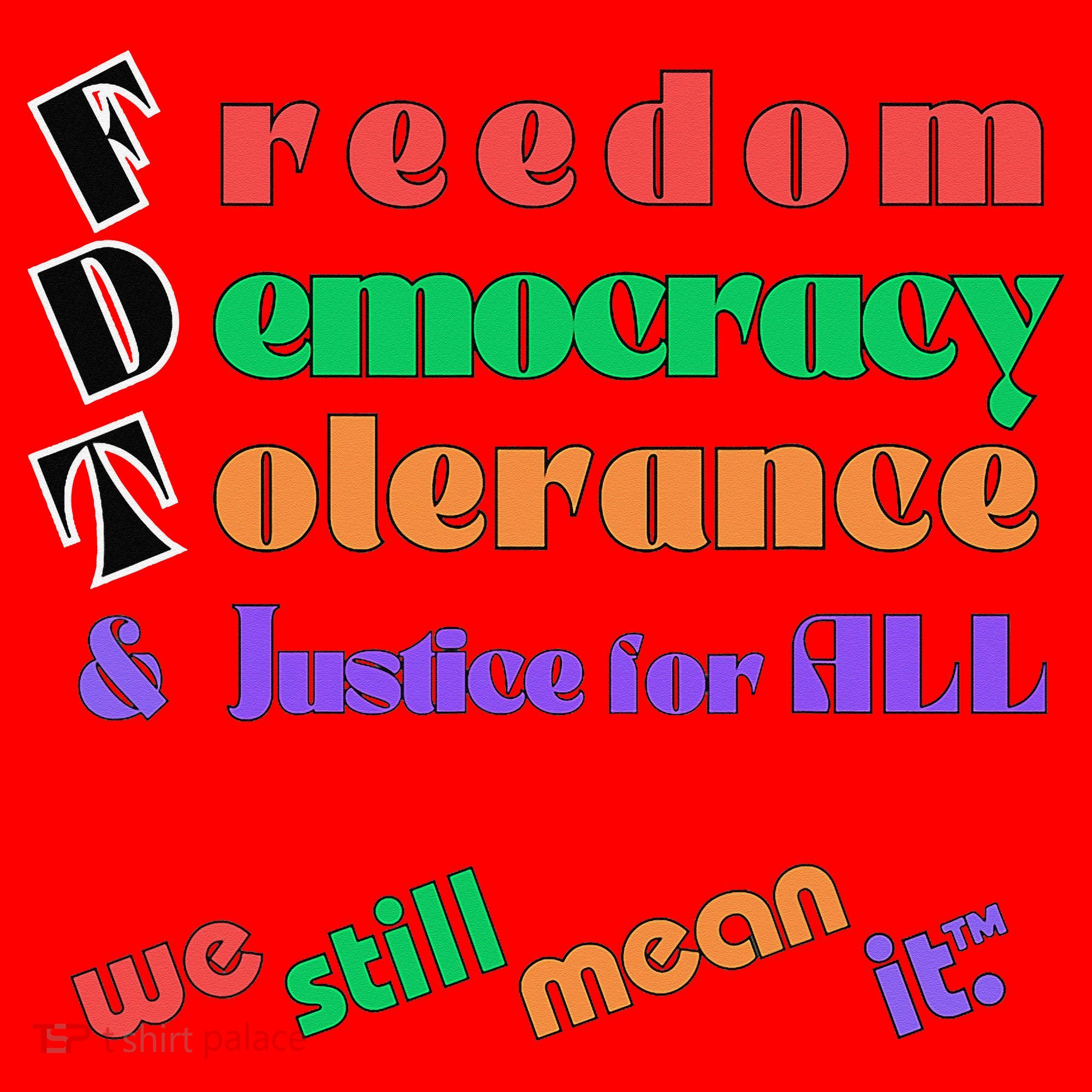Freedom Democracy Tolerance And Justice Typography Hands Santa Hat
