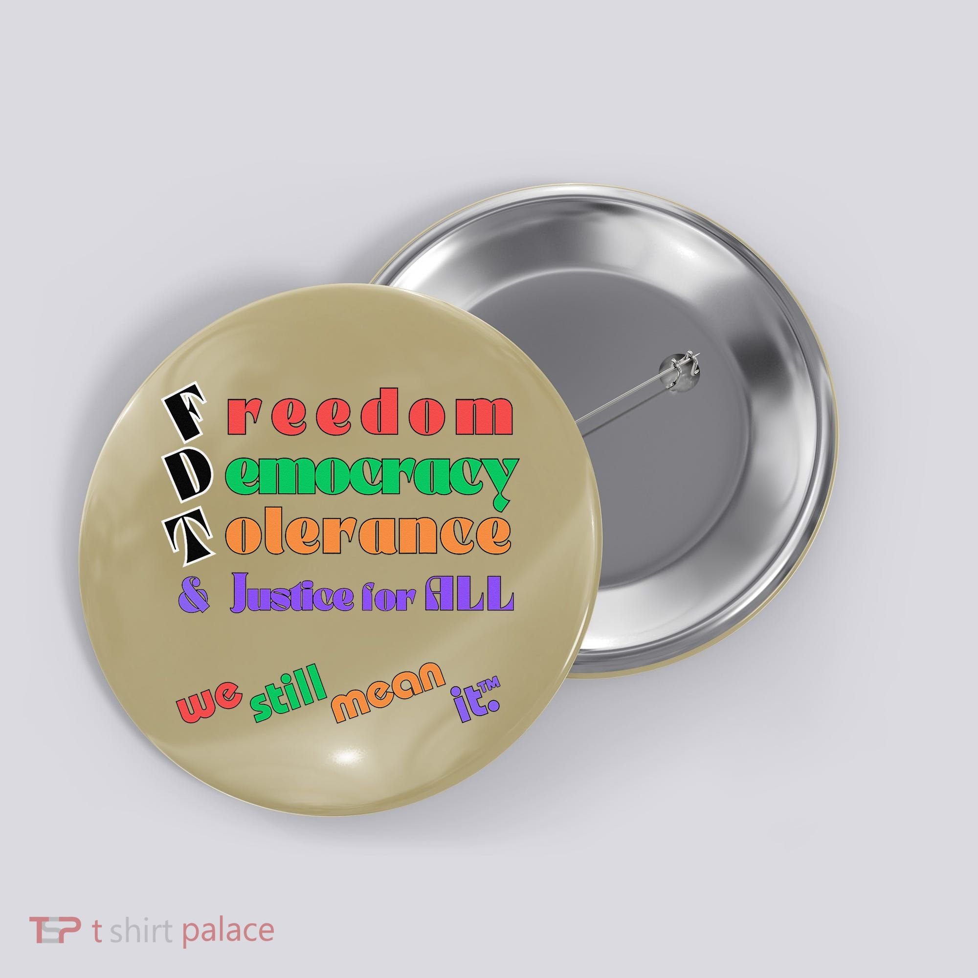 Freedom Democracy Tolerance And Justice Typography Hands Button