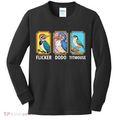 Flicker Dodo Titmouse Bird Lover Kids Long Sleeve Shirt