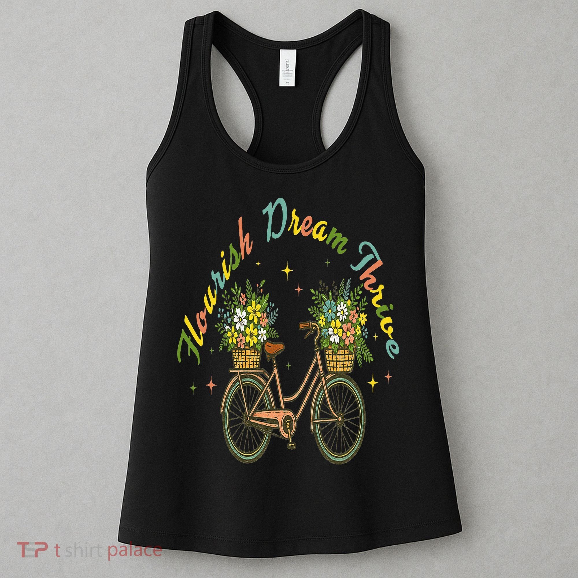 Flourish Dream Thrive Floral Bike Subtle 8647 Trump Resist Women's Tank Top