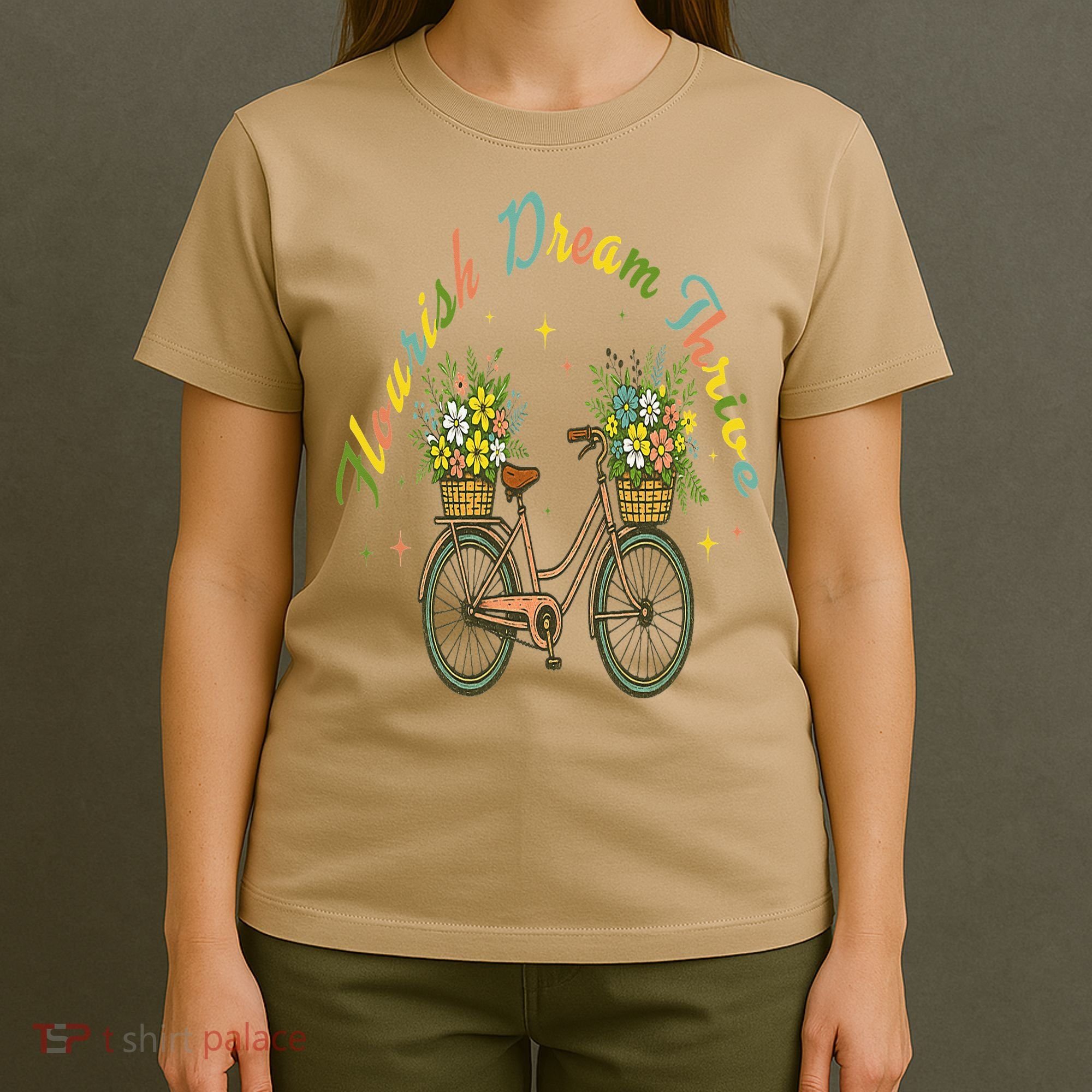 Flourish Dream Thrive Floral Bike Subtle 8647 Trump Resist T-Shirt