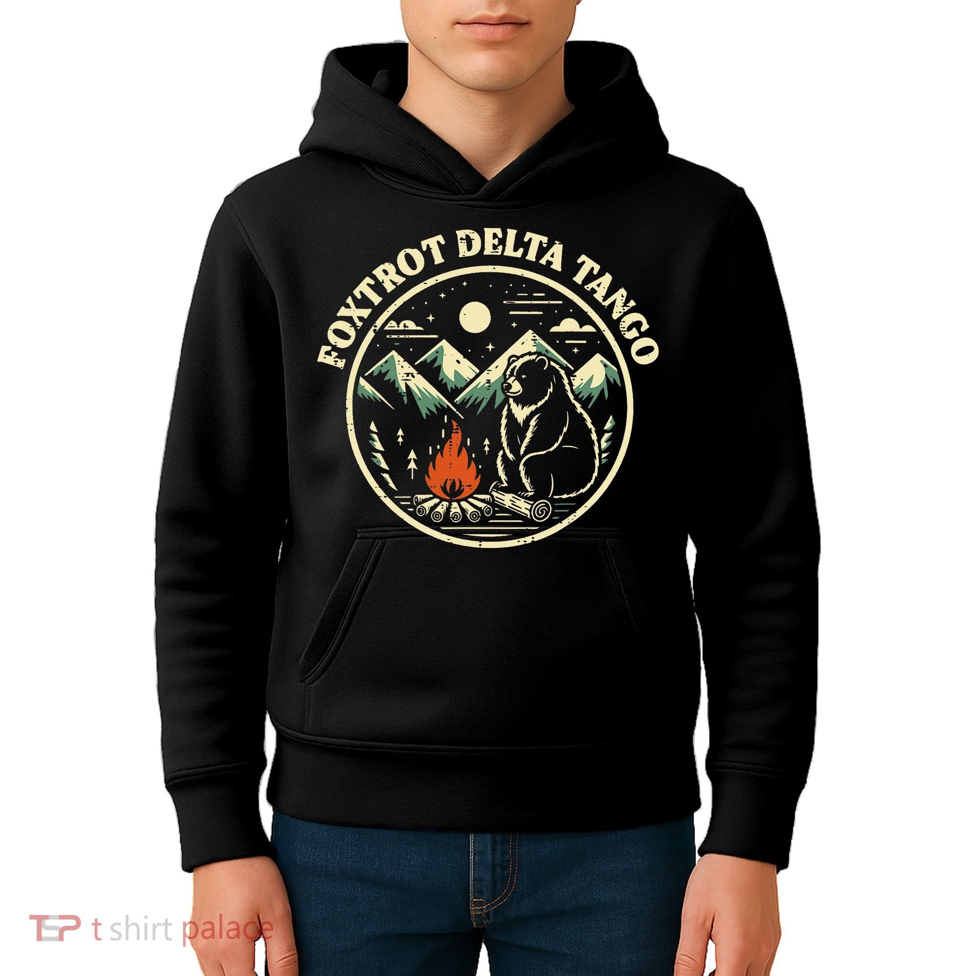 Foxtrot Delta Tango Bear Bonfire Camp Resist Protest Women Kids Hoodie