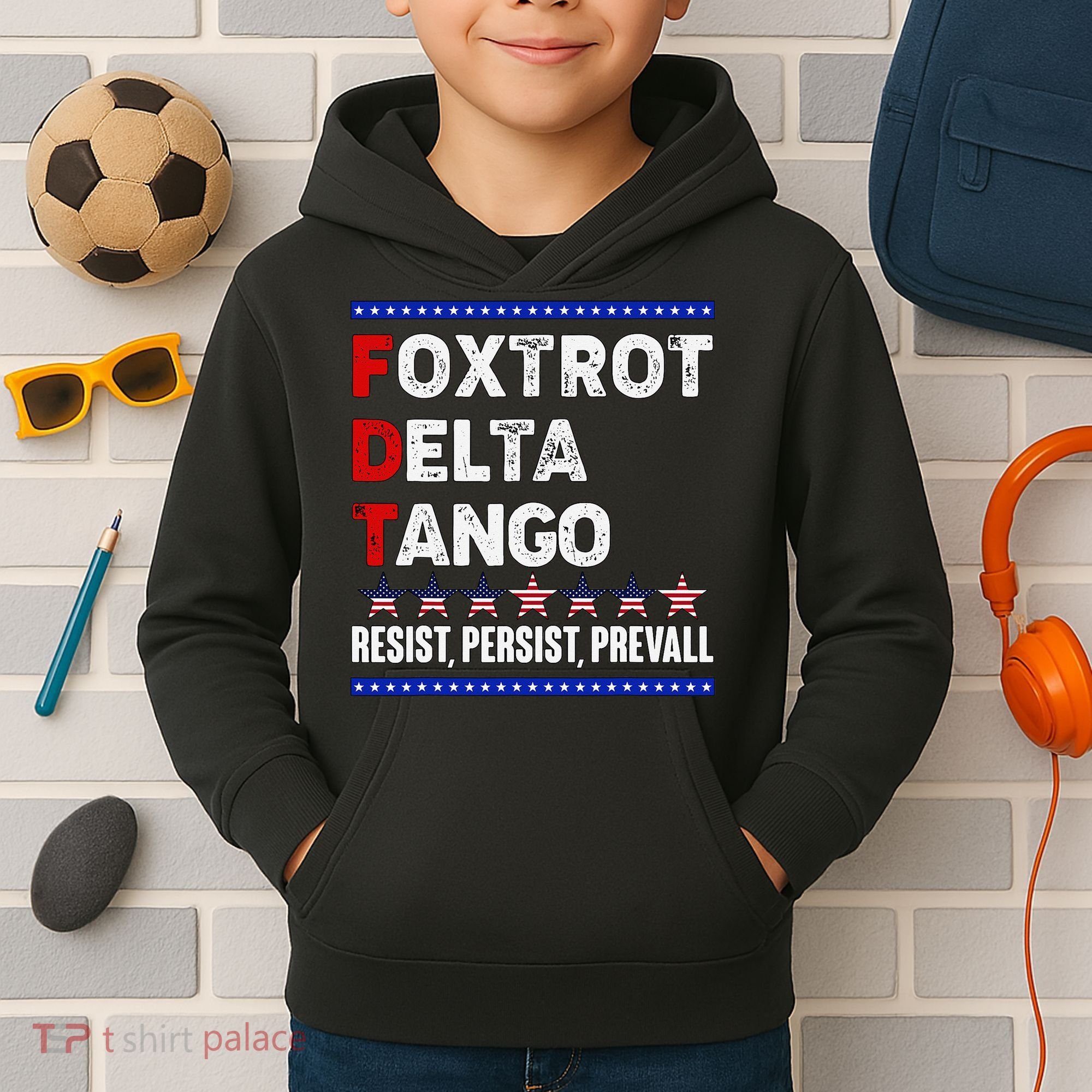 Foxtrot Delta Tango Resist Persist Prevail Kids Hoodie