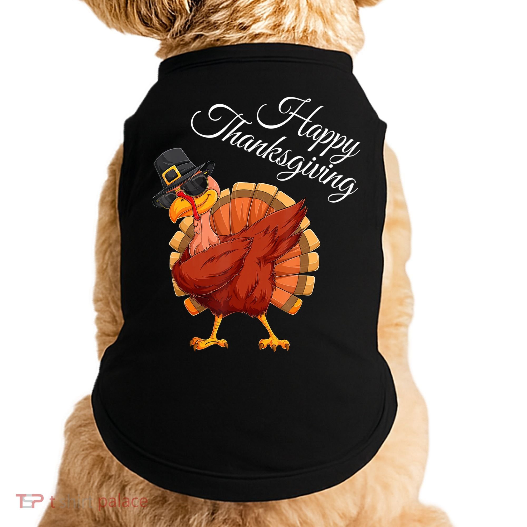 Funny Dabbing Turkey Happy Thanksgiving Gift Doggie Tank