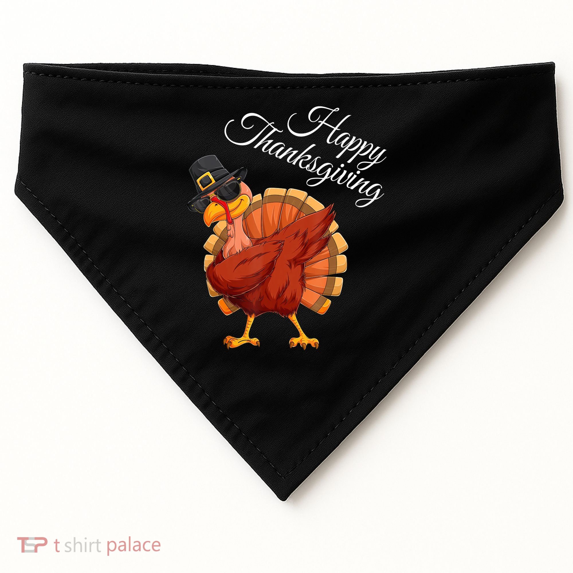 Funny Dabbing Turkey Happy Thanksgiving Gift USA-Made Doggie Bandana