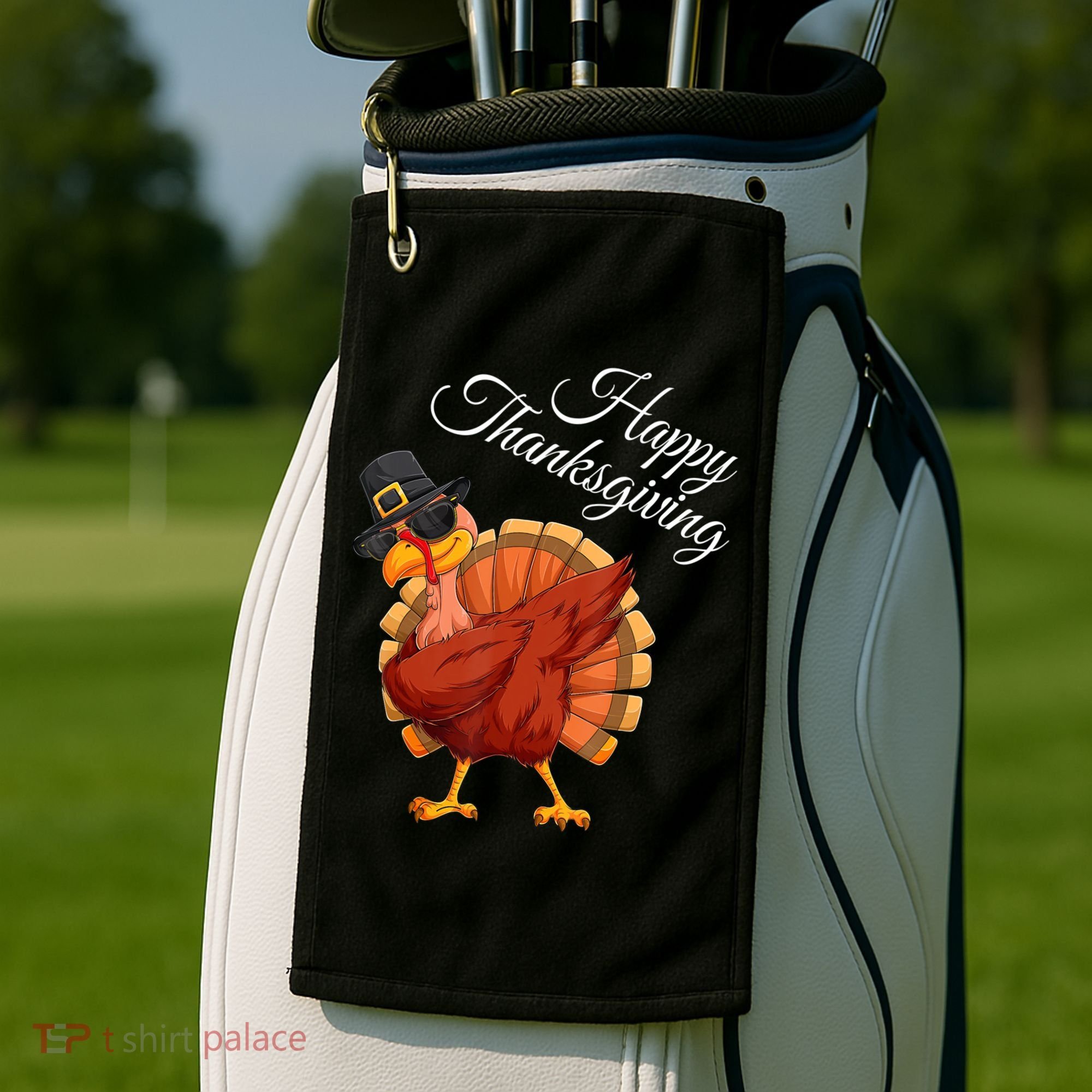 Funny Dabbing Turkey Happy Thanksgiving Gift Golf Towel