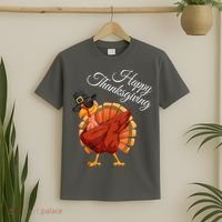 Funny Dabbing Turkey Happy Thanksgiving Gift T-Shirt thumb 2