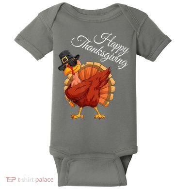 Funny Dabbing Turkey Happy Thanksgiving Gift Baby Bodysuit