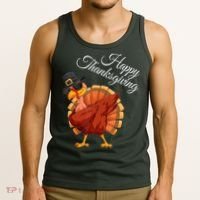 Funny Dabbing Turkey Happy Thanksgiving Gift Tank Top thumb 3