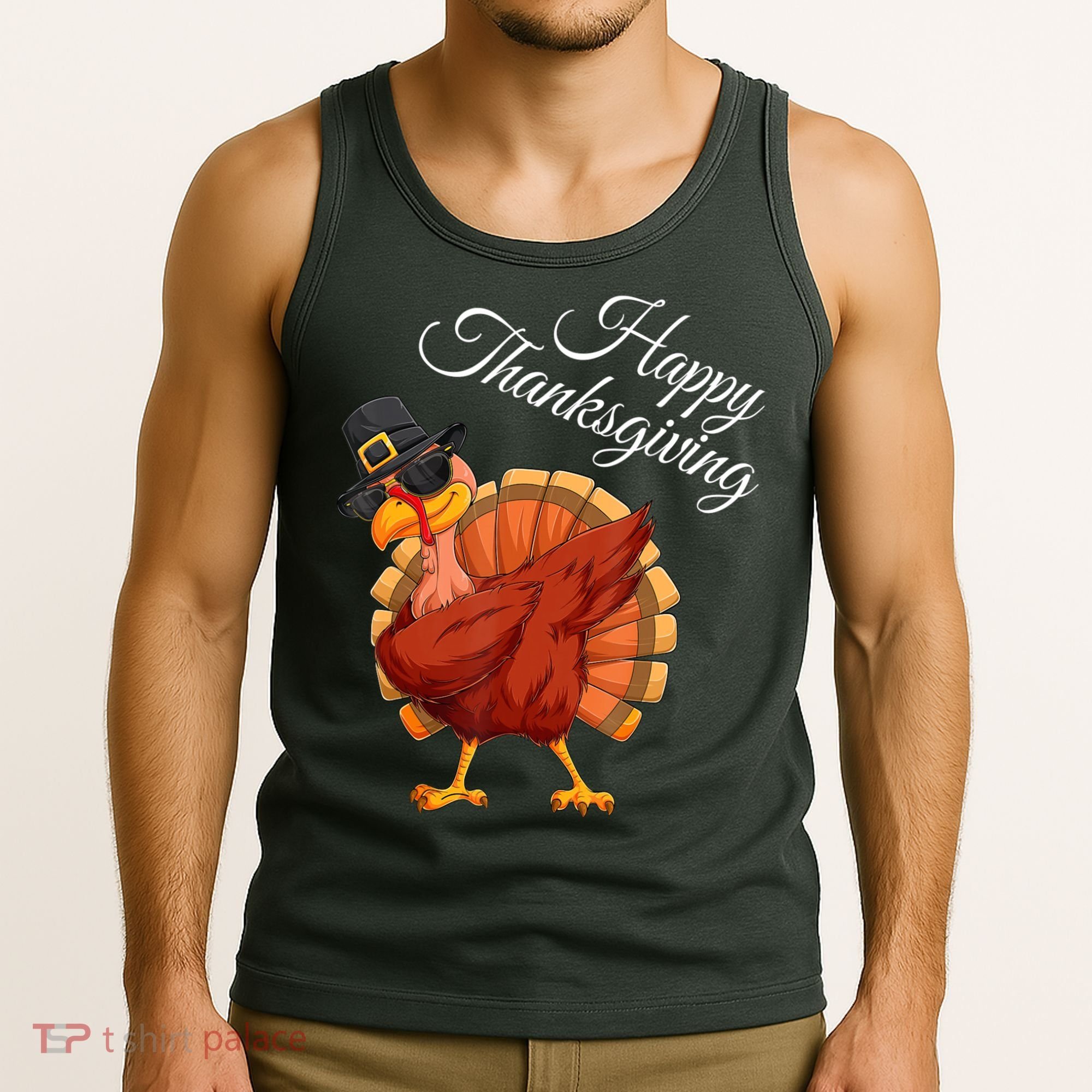 Funny Dabbing Turkey Happy Thanksgiving Gift Tank Top