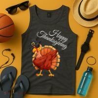 Funny Dabbing Turkey Happy Thanksgiving Gift Tank Top thumb 4