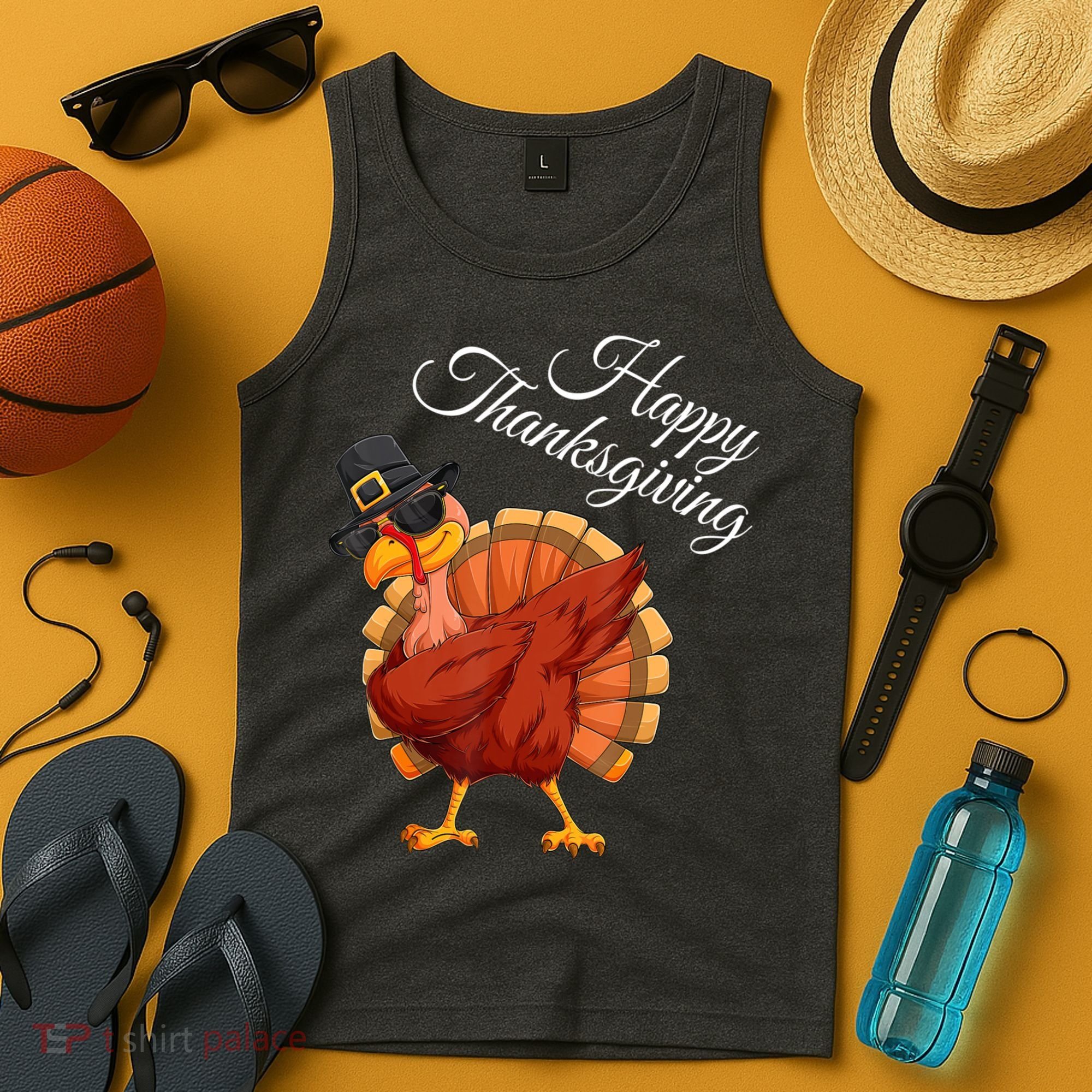 Funny Dabbing Turkey Happy Thanksgiving Gift Tank Top