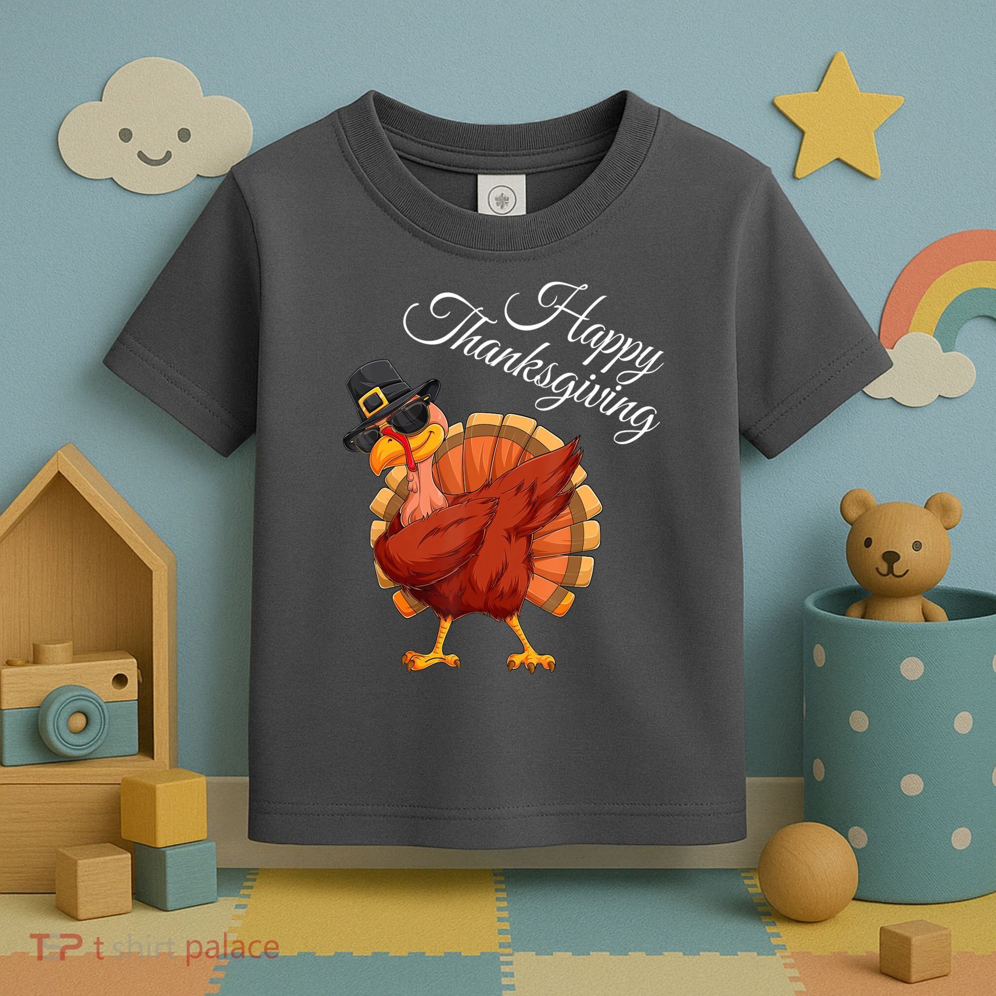 Funny Dabbing Turkey Happy Thanksgiving Gift Toddler T-Shirt