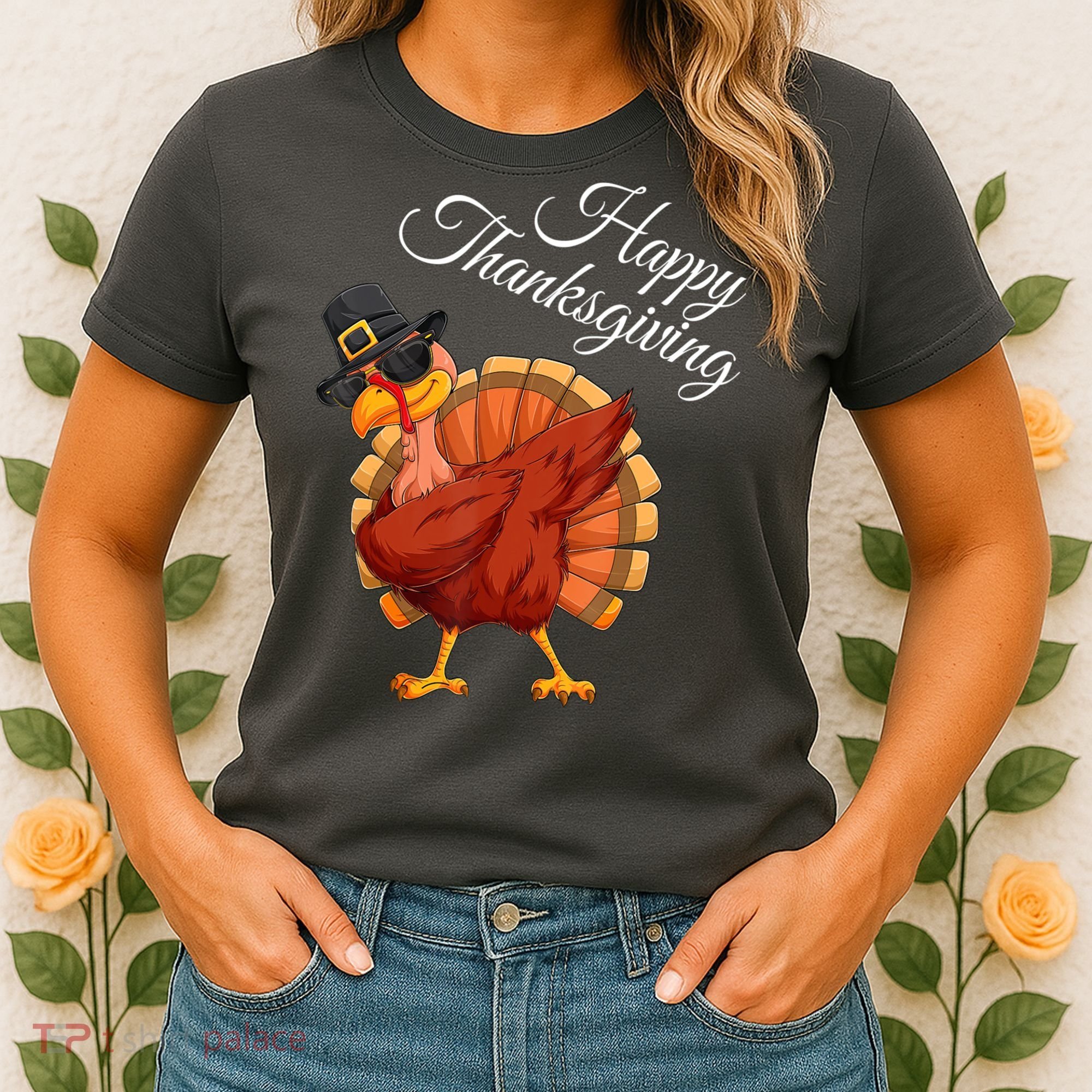 Funny Dabbing Turkey Happy Thanksgiving Gift Women's T-Shirt