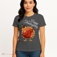 Funny Dabbing Turkey Happy Thanksgiving Gift Women's T-Shirt thumb 4