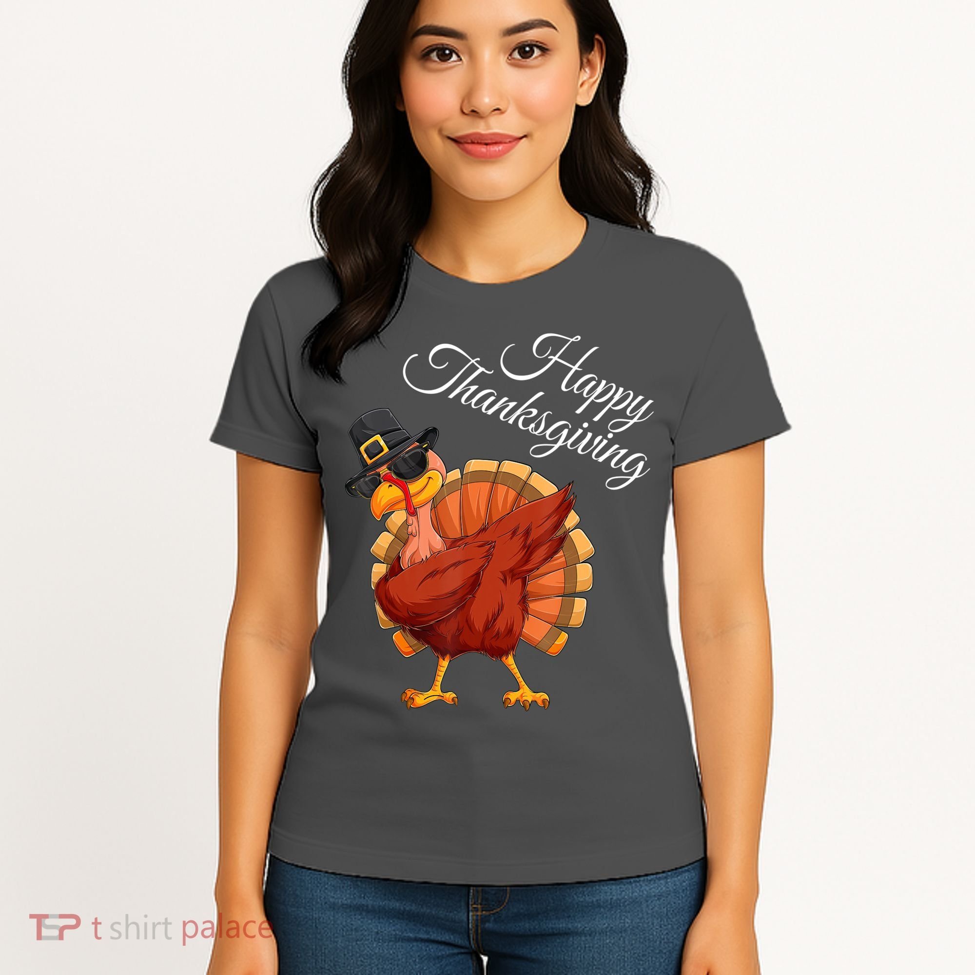 Funny Dabbing Turkey Happy Thanksgiving Gift Women's T-Shirt