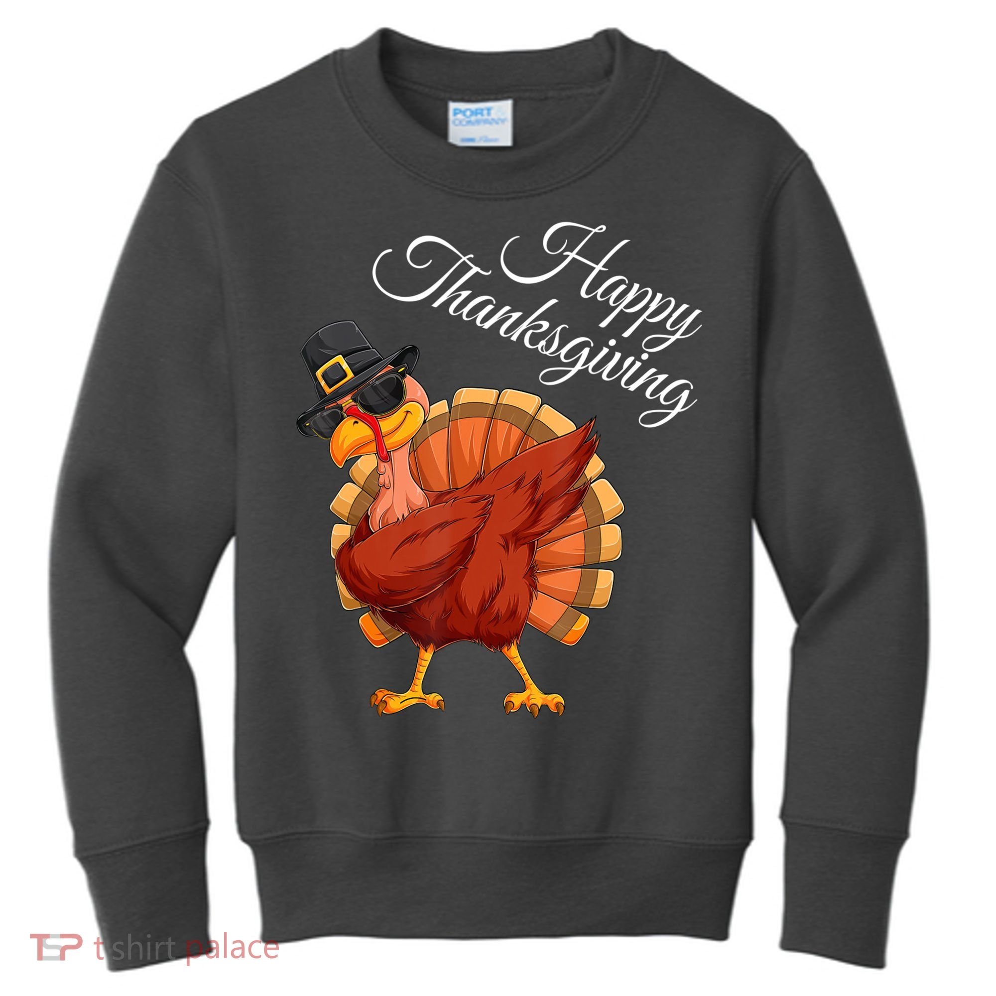 Funny Dabbing Turkey Happy Thanksgiving Gift Kids Sweatshirt