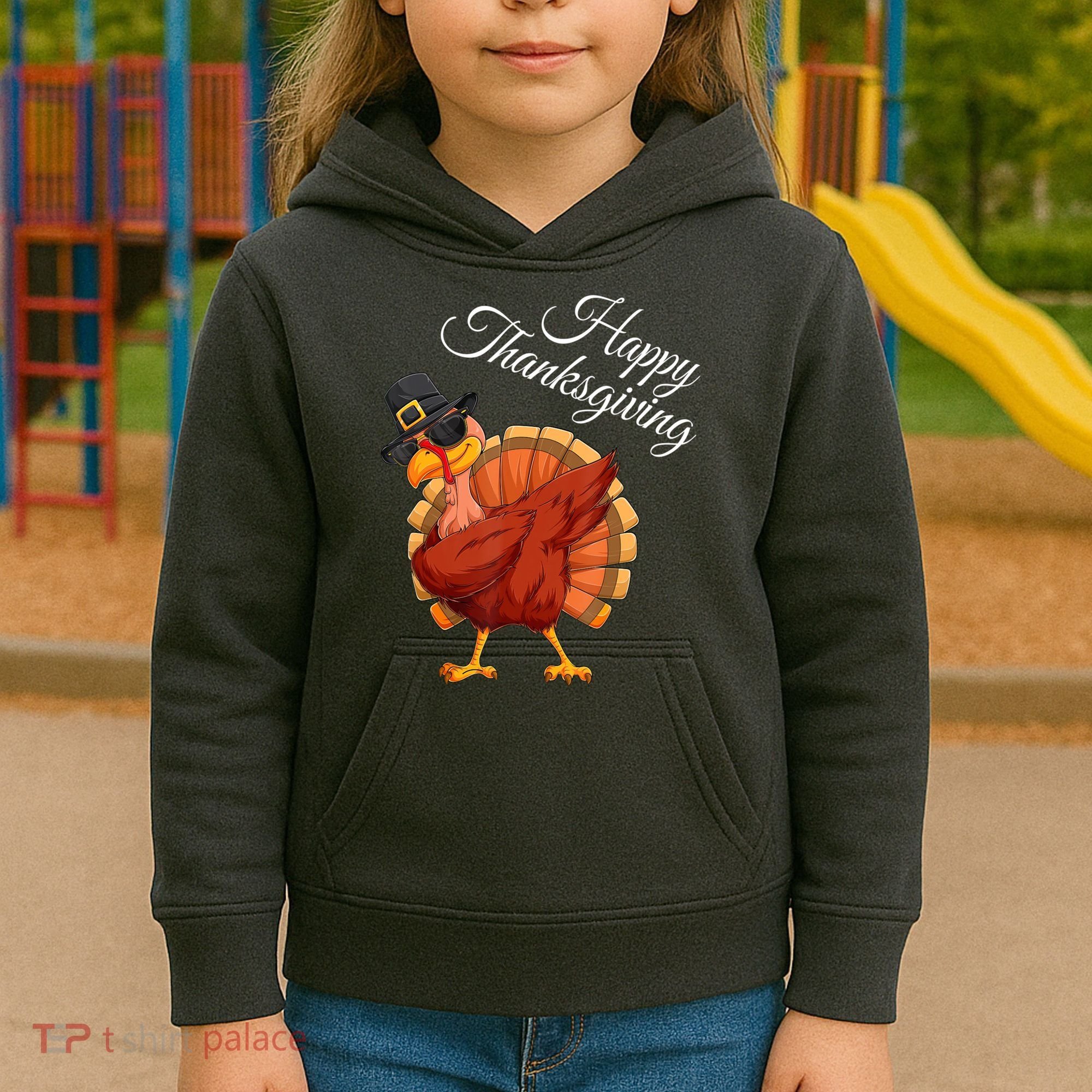 Funny Dabbing Turkey Happy Thanksgiving Gift Kids Hoodie
