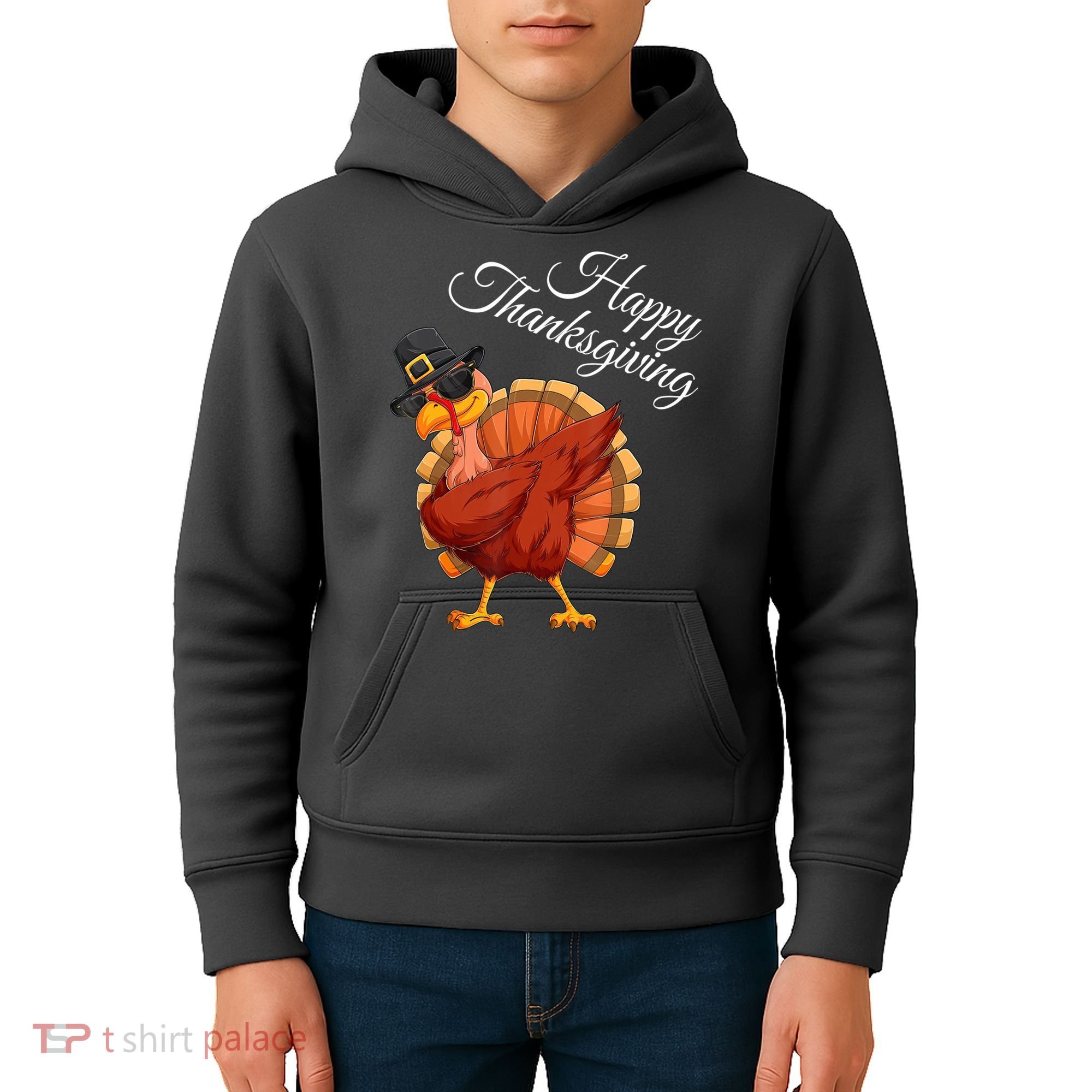 Funny Dabbing Turkey Happy Thanksgiving Gift Kids Hoodie
