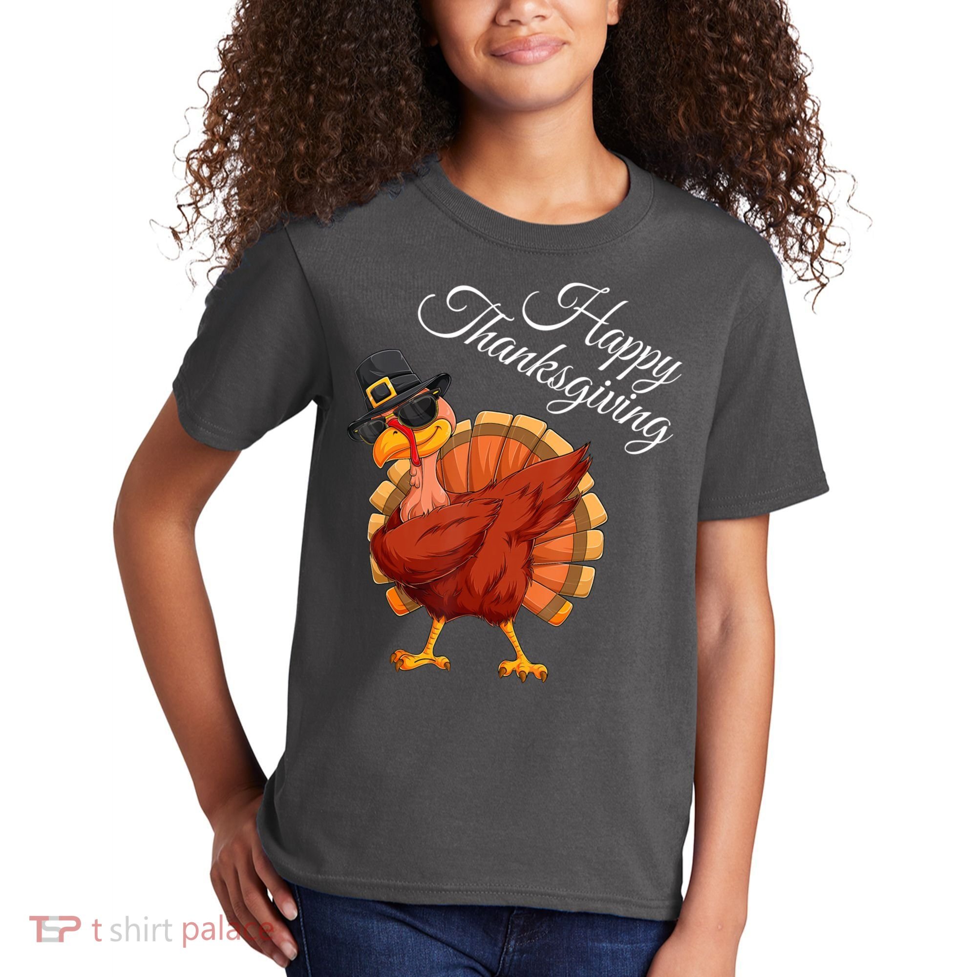 Funny Dabbing Turkey Happy Thanksgiving Gift Kids T-Shirt