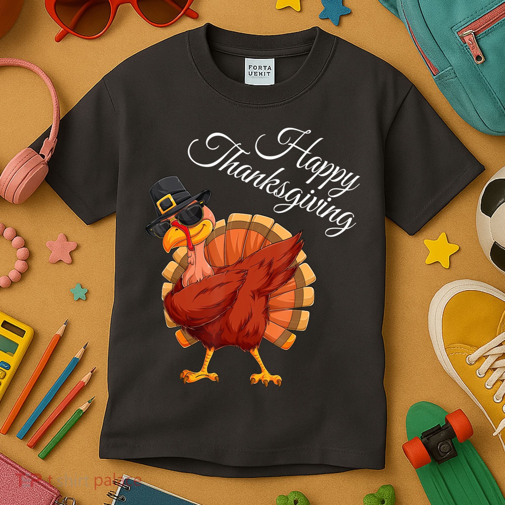 Funny Dabbing Turkey Happy Thanksgiving Gift Kids T-Shirt