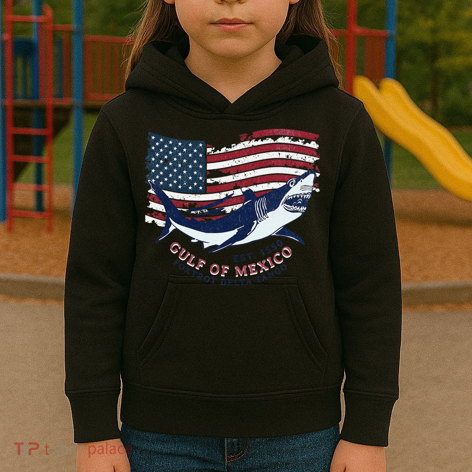 Foxtrot Delta Tango Shark Gulf Of Mexico Protest Kids Hoodie