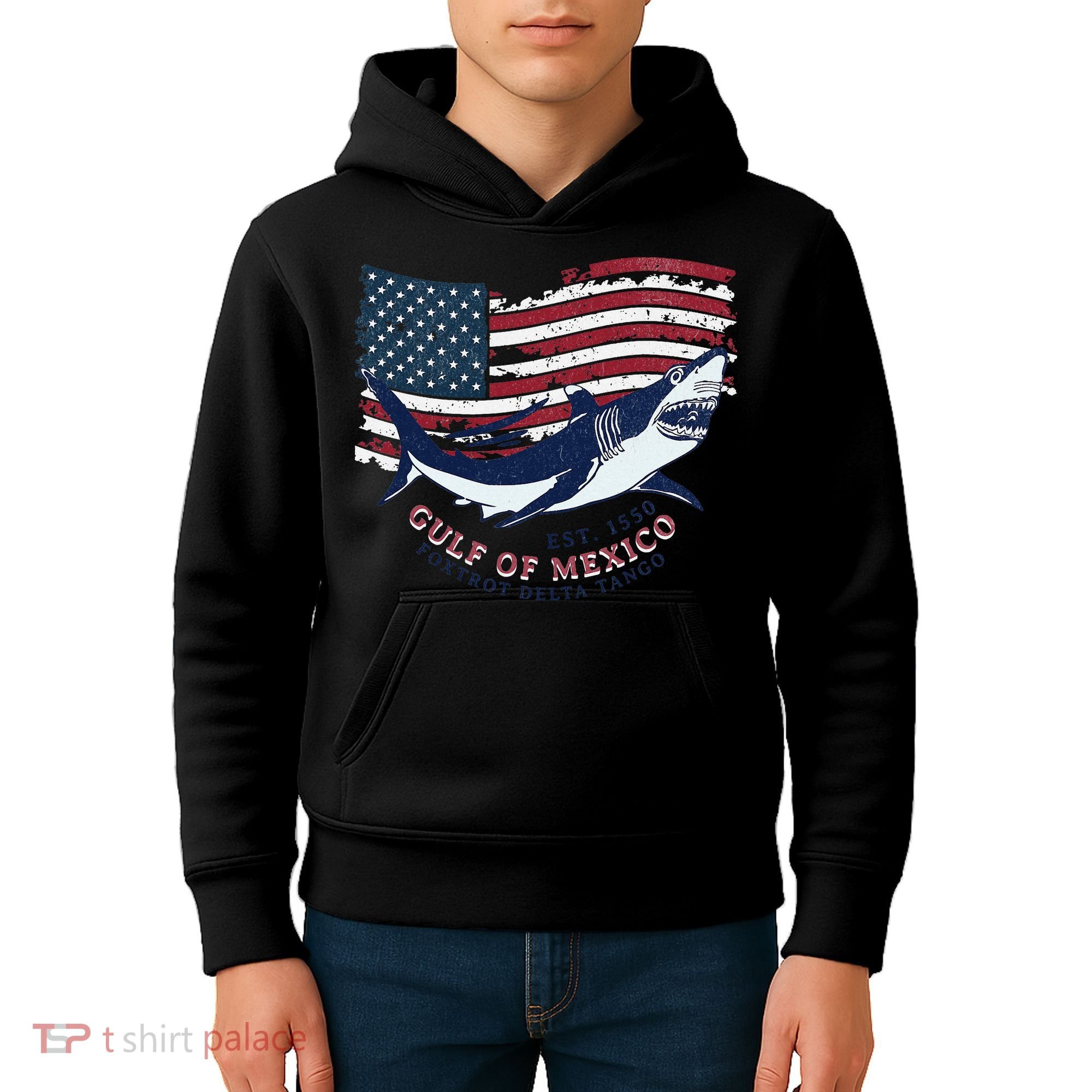 Foxtrot Delta Tango Shark Gulf Of Mexico Protest Kids Hoodie