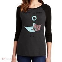 Funny Driven To Read Pigeon Library Reading Books Reader Funny Women's Tri-Blend 3/4-Sleeve Raglan Shirt thumb 2