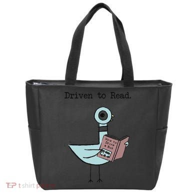 Funny Driven To Read Pigeon Library Reading Books Reader Funny Tote Bag