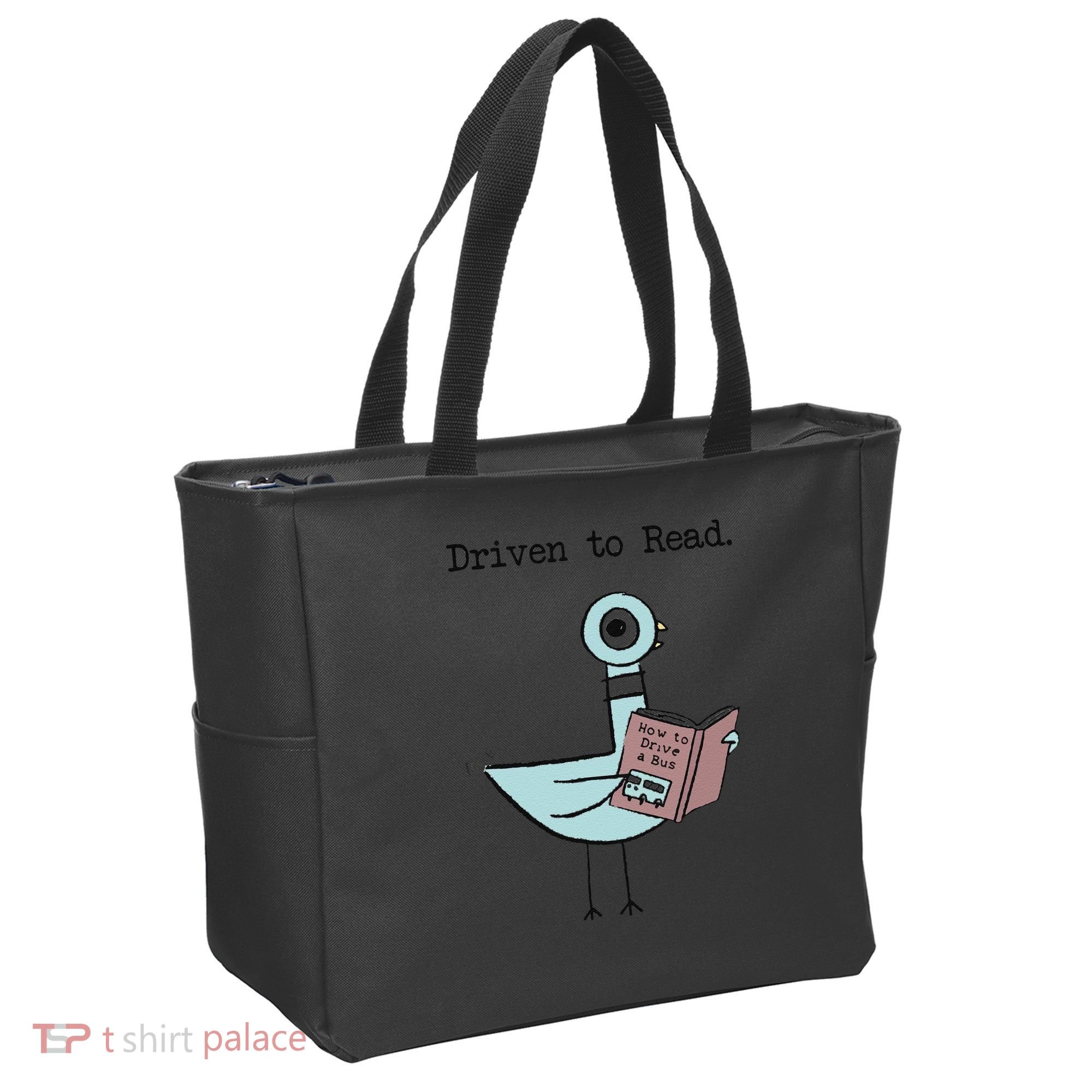 Funny Driven To Read Pigeon Library Reading Books Reader Funny Tote Bag