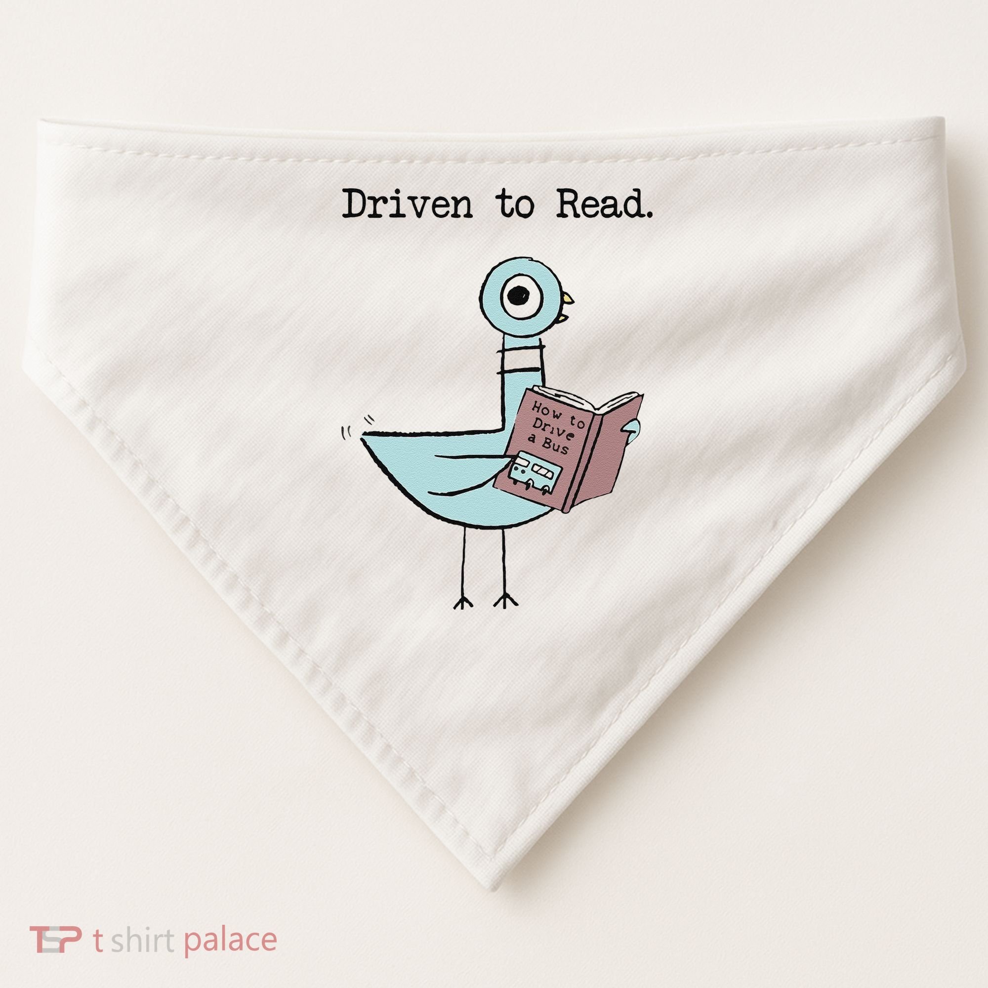 Funny Driven To Read Pigeon Library Reading Books Reader Funny USA-Made Doggie Bandana
