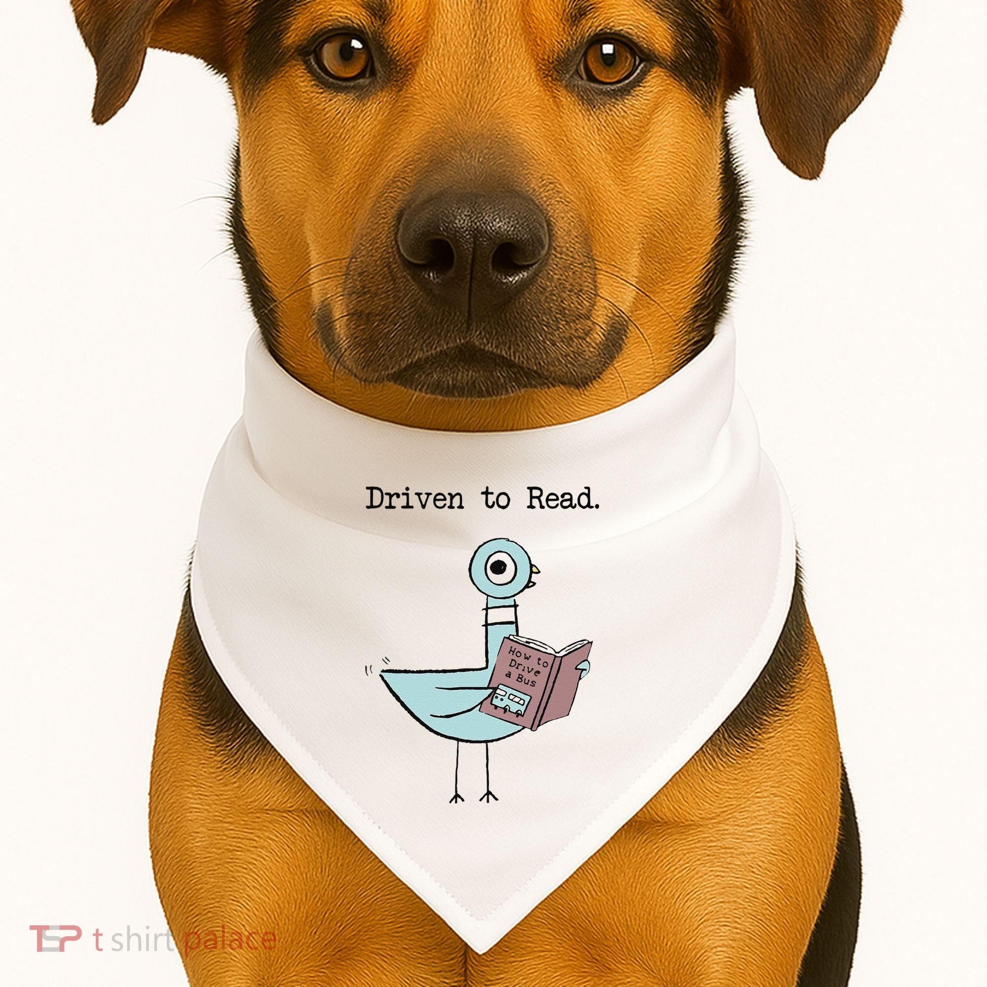 Funny Driven To Read Pigeon Library Reading Books Reader Funny USA-Made Doggie Bandana