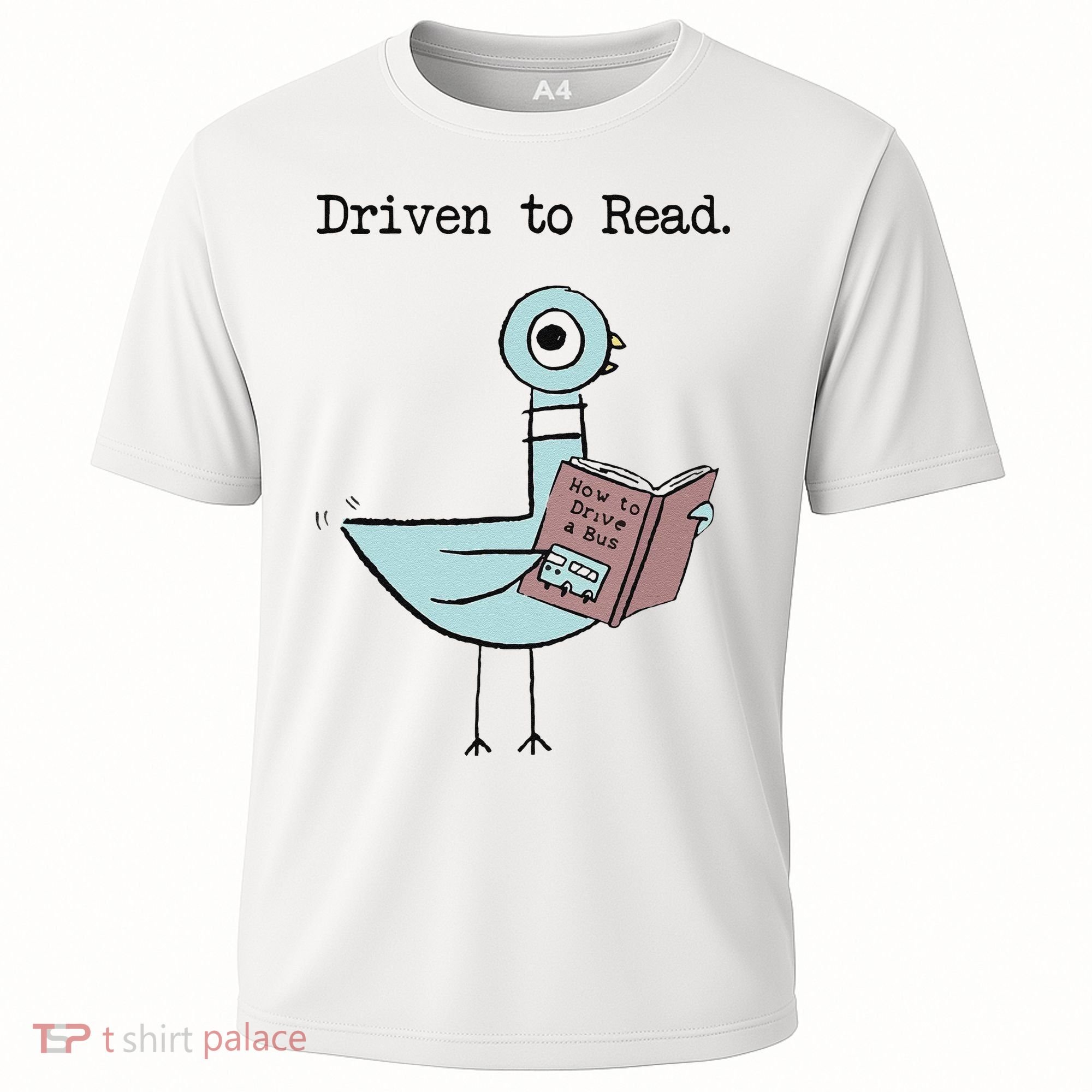 Funny Driven To Read Pigeon Library Reading Books Reader Funny Cooling Performance Crew T-Shirt