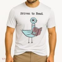 Funny Driven To Read Pigeon Library Reading Books Reader Funny Cooling Performance Crew T-Shirt thumb 2