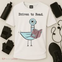 Funny Driven To Read Pigeon Library Reading Books Reader Funny Cooling Performance Crew T-Shirt thumb 3