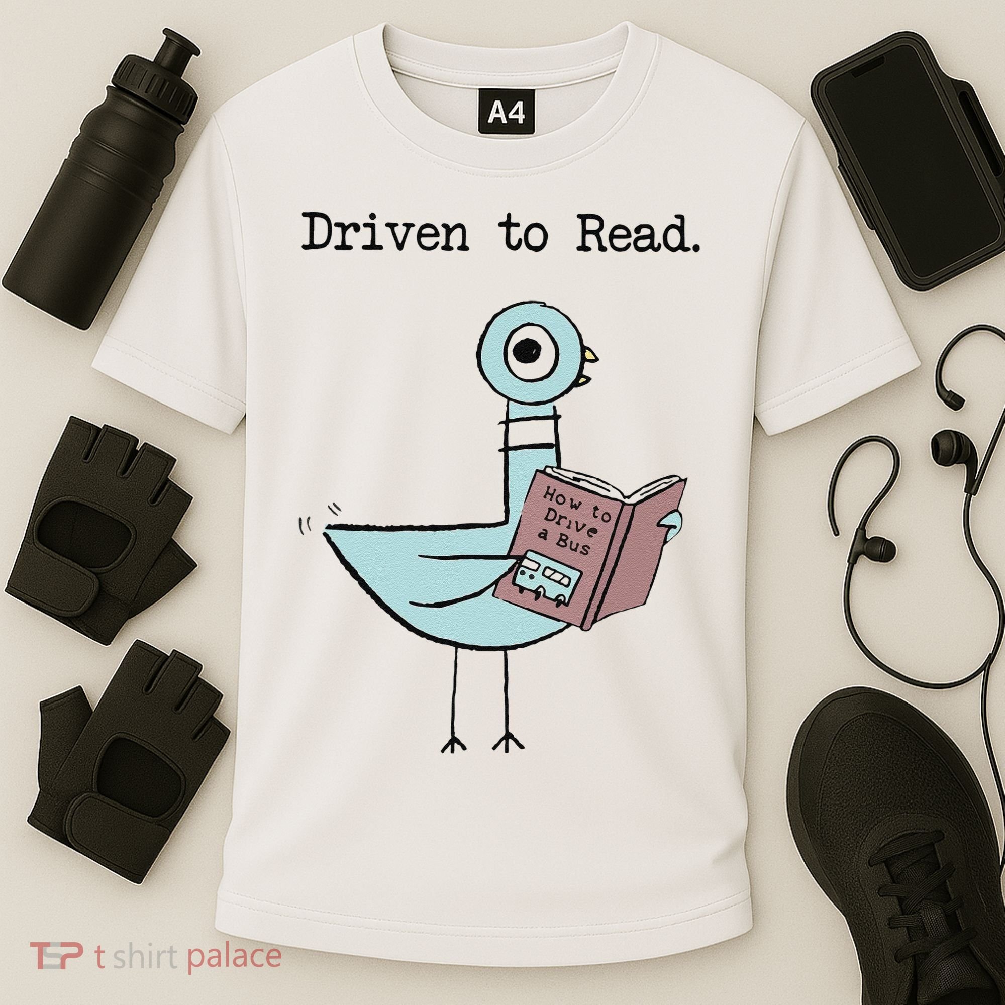 Funny Driven To Read Pigeon Library Reading Books Reader Funny Cooling Performance Crew T-Shirt